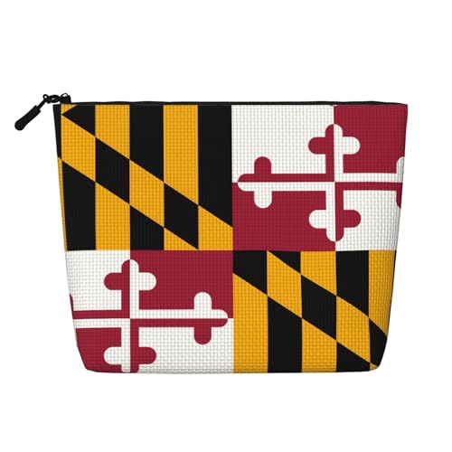 Wiederverwendbare Kosmetiktasche mit neuseeländischer Flagge, Reise-Kulturbeutel, Mehrzwecktasche für die tägliche Aufbewahrung von Frauen, Flagge des Bundesstaates Maryland, Einheitsgröße von LGHHGY