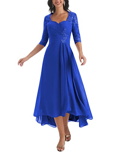 LGHTGR Damen Spitze Plissierter Chiffon Kleider für die Brautmutter Lange Abendkleider für Hochzeitsgäste Abendkleid mit 3/4 Ärmel von LGHTGR