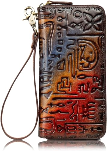 LGJFDL Damen Geldbörse aus PU-Leder mit umlaufendem Reißverschluss, Clutch, groß, Reisegeldbörse (blau) von LGJFDL