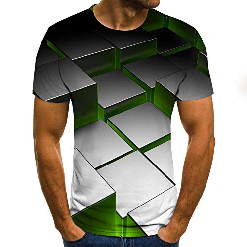 3D T-Shirt Herbst Und Winter Herren Kurzarm Tops T-Shirts T-Shirt Mit Geometrischem Druck 3D Loose Casual Trainingsanzug Straße,L von LGLZKA