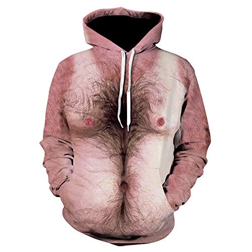 LGLZKA 3D Brusthaar Pullover Print Hoodie Lose Kapuzen Paar Pullover Große Größe Casual Pullover,XXXL von LGLZKA