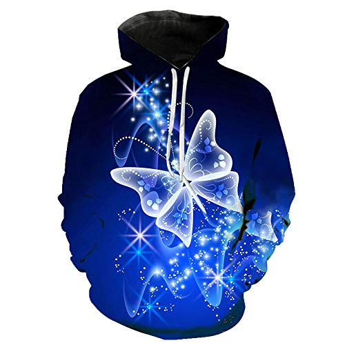 LGLZKA 3D Sweater Bunter Schmetterling 3D Print Hoodie Frauen Sweatshirt Langarm Pullover Tops Mit Hoody Sweatshirts Sweatshirt,M von LGLZKA