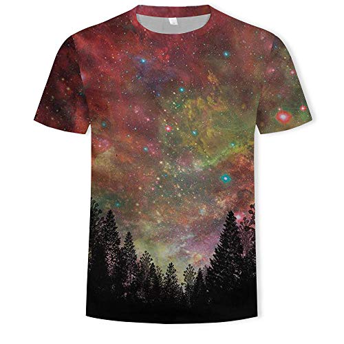 Unisex T-Shirt Sternenhimmel T-Shirt 3D-Digitaldruck T-Shirt Rundhalsausschnitt Herren Kurzarm T-Shirt Bequemes Top-Sporthemd Liebhaber Shirt,XXXL von LGLZKA