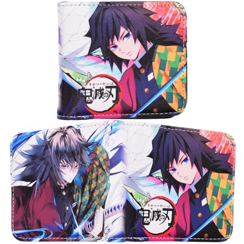 LGQHCE Demmon Slayeer Geldbörsen Giyyuu Anime Wallet Slim Bifold Geldbörse Leder Cartoon Brieftasche für Anime Fans Jungen Mädchen Geburtstagsgeschenk von LGQHCE