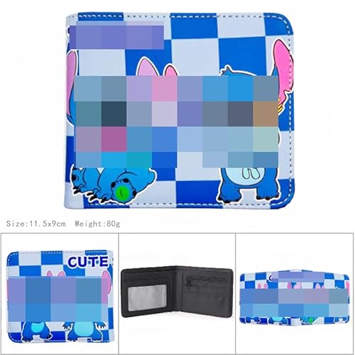 LGQHCE Sttitch Portemonnaie Anime Zeichentrick Cartoon Wallet Bifold Leder Geldbörse Kinder Münzbeute Geld Geldscheinfach Geburtstagsgeschenk für Cartoon Fans Jungen Mädchen(B) von LGQHCE