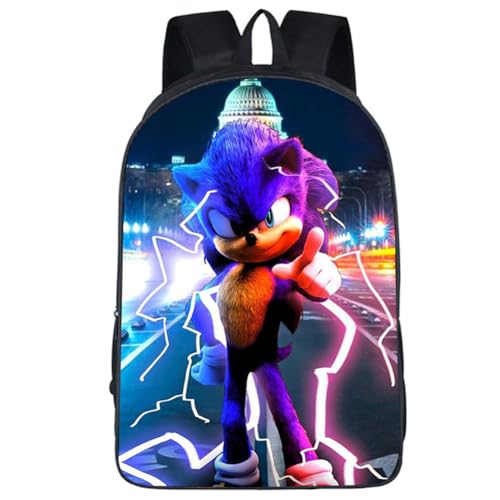 S-onic The He-dgehog Rucksack, S-onic Kinder Rucksack Schüler Schultasche, 3D Cartoon Anime Schulrucksack für Schule Jungen Mädchen von LGQHCE