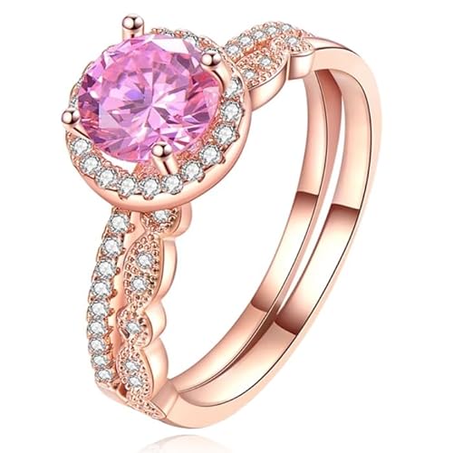 2er Set Rose Vergoldete Damenringe mit Zirkonia-19mm von LGT JWLS