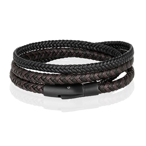 Armband Doppel Geflochtenes Leder - Schwarz Braun-21cm von LGT JWLS