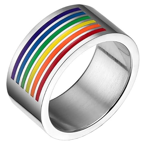 Edelstahl Herren Ring Regenbogen 10mm-18mm von LGT JWLS
