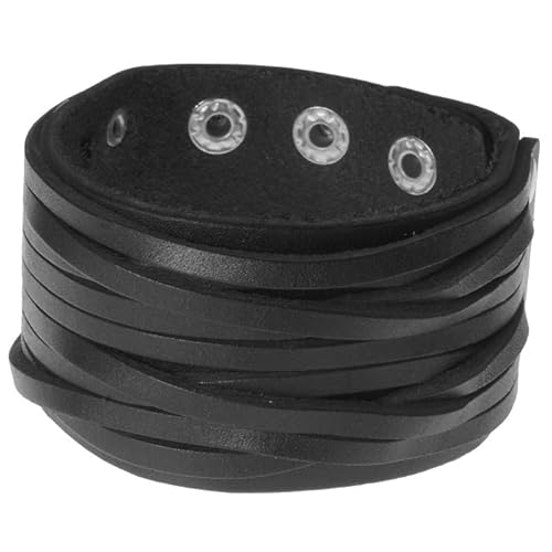 Geschnitztes schwarzes Lederarmband für Herren von LGT JWLS