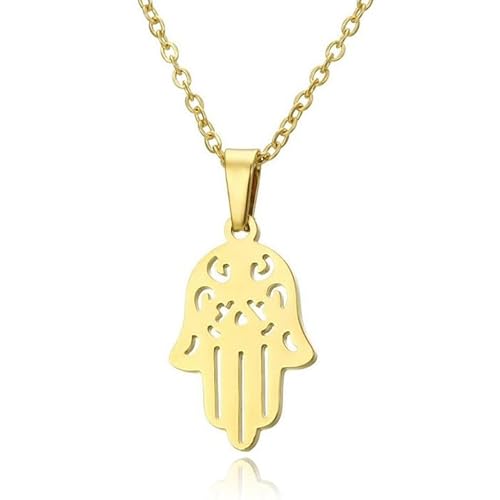 Goldfarbene Damen Halskette Edelstahl vergoldet Fatima von LGT JWLS