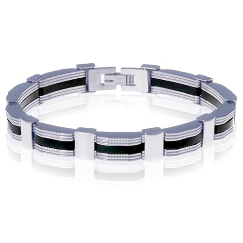 Herren Armband Edelstahl mit Gummi Schalter von LGT JWLS