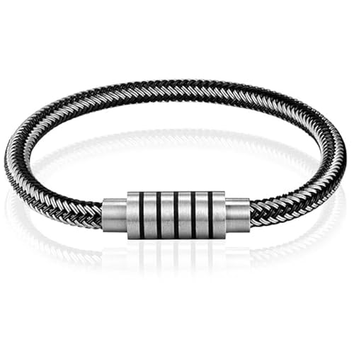 Herren Armband Leder Edelstahl Magnetverschluss - 19cm von LGT JWLS