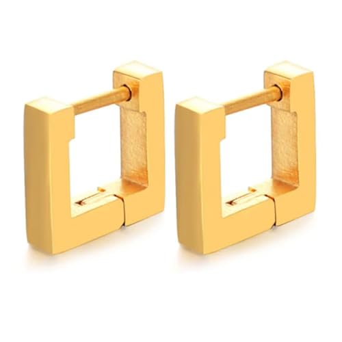 Herren Ohrringe Edelstahl Quadrat Gold von LGT JWLS