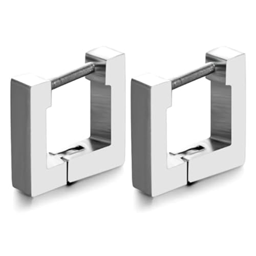 Herren Ohrringe Edelstahl Quadrat Silber von LGT JWLS