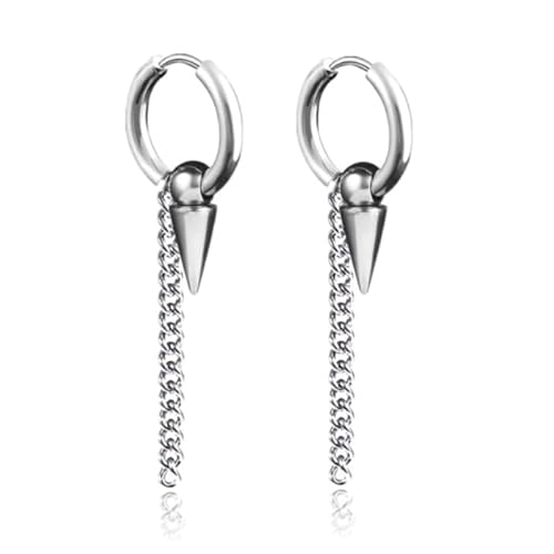 Herren Ohrringe Edelstahl Silber mit Kette und Pfeil von LGT JWLS