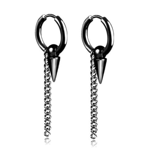 Herren Ohrringe Edelstahl schwarz mit Kette und Pfeil von LGT JWLS