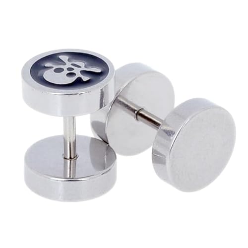 Herren Ohrringe Fake Ear Plug Pirate Schädel von LGT JWLS