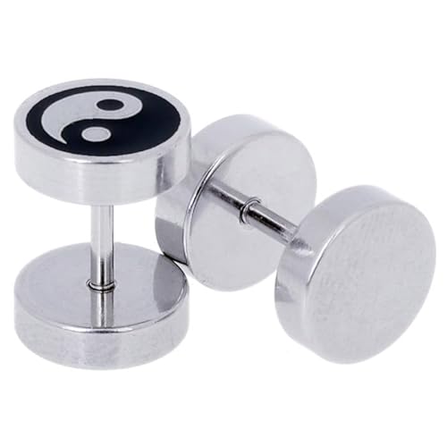 Herren Ohrringe Fake Ear Plug Yin Yang von LGT JWLS