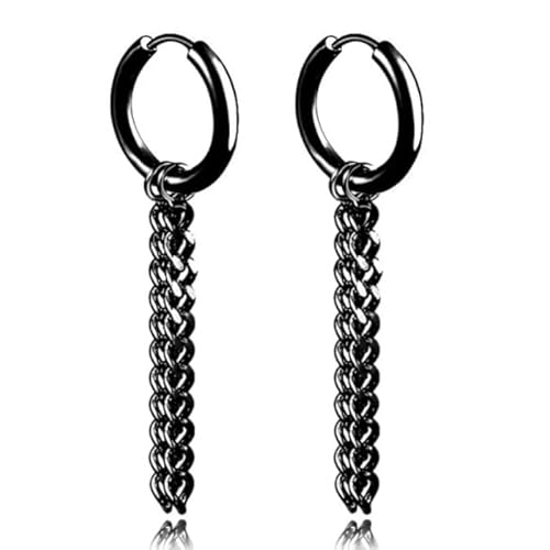 Herren Ohrringe Ringe schwarz Edelstahl mit einer Halskette von LGT JWLS
