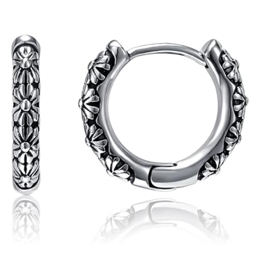 Herren Ohrringe Stahl Silber Bali Blume von LGT JWLS