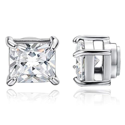 Herren Ohrringe magnetisch silberfarben quadratisch mit Stein von LGT JWLS