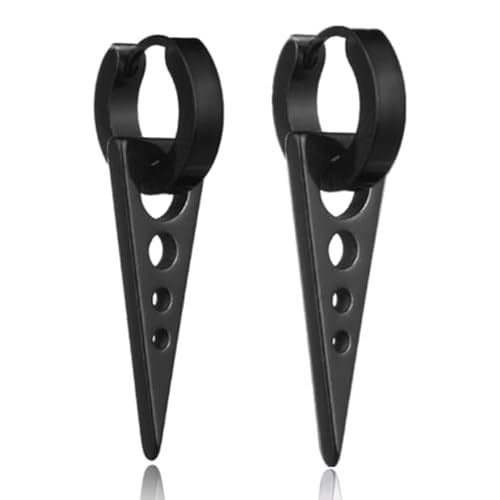 Herren Ohrringe schwarz Edelstahl mit robusten Pfeil mit Löchern von LGT JWLS