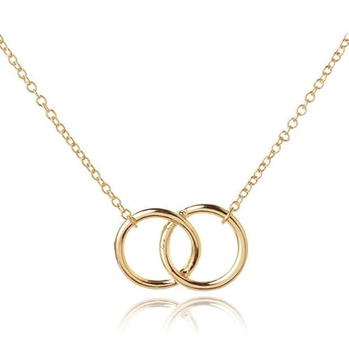 LGT JWLS Hippe dames ketting Dubbele Cirkel Goudkleurig 45cm von LGT JWLS