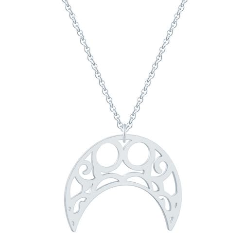 Hip Damen Halskette Stahl Mond Anhänger Silber von LGT JWLS