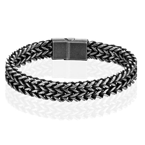 LGT JWLS Herren Armband - Doppel Curb Kette aus Retro Silber Edelstahl-23cm von LGT JWLS