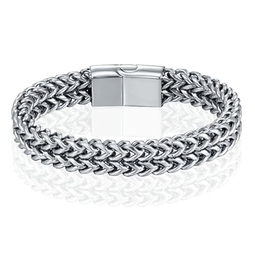 LGT JWLS Herren Armband - Doppelte Kette aus Edelstahl, Silber-23cm von LGT JWLS