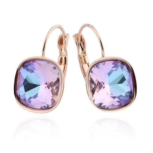 LGT JWLS Ohrringe Damen mit Glasstein in abgerundetem Quadrat und Roségold Schicht von LGT JWLS