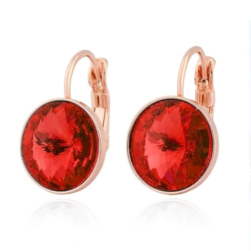 LGT JWLS Ohrringe Damen mit rotem Glasstein und Roségold Schicht von LGT JWLS