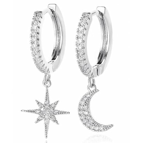 LGT JWLS Ohrringe mit Stern und Mond Anhänger - Star Moon Silver von LGT JWLS