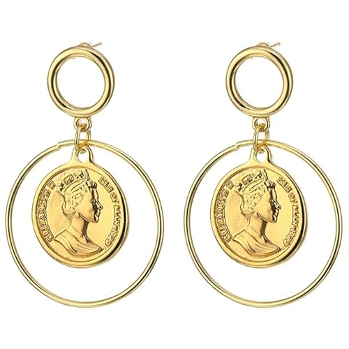 LGT Jewels Damen Kreisförmige Ohrringe mit interner Münze Gold von LGT JWLS