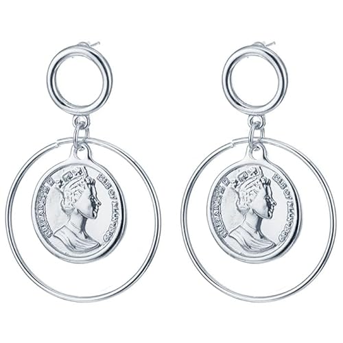 LGT Jewels Damen Kreisförmige Ohrringe mit interner Münze Silber von LGT JWLS