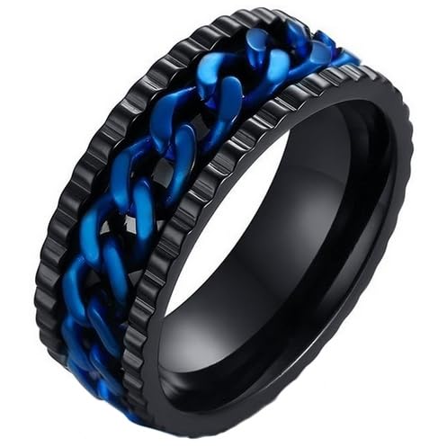 LGT Jewels Edelstahl Herren Ring Cuban Link Schwarz Blau-19mm von LGT JWLS