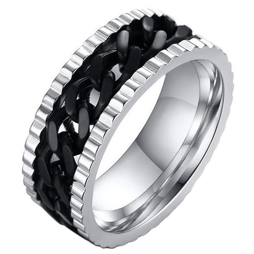 LGT Jewels Edelstahl Herren Ring Cuban Link Silber Schwarz-21,5mm von LGT JWLS