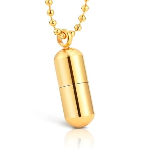 LGT Jewels Herren Halskette Edelstahl Pill Case Gold von LGT JWLS