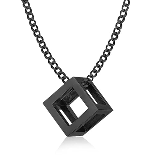LGT Jewels Herren-Halskette Edelstahl Würfel Schwarz von LGT JWLS
