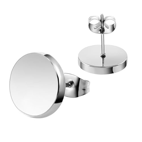 LGT Jewels Runde Ohrstecker Edelstahl Silber-14mm von LGT JWLS