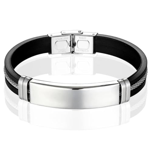 LGT Jewels Silikon Armband Herren Edelstahl ID Silber Schwarz von LGT JWLS