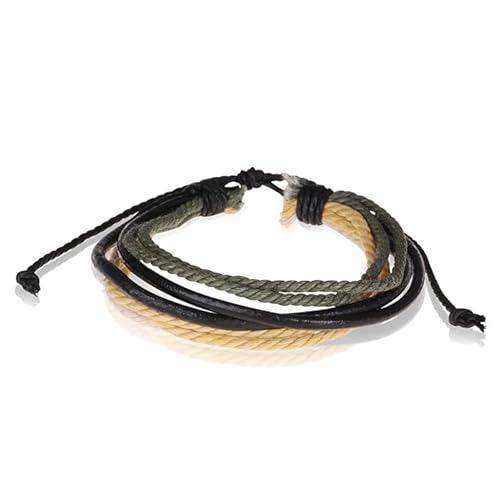 LGT Jewels verstellbares Armband Schwarz Leder Gelb Grün Seil von LGT JWLS