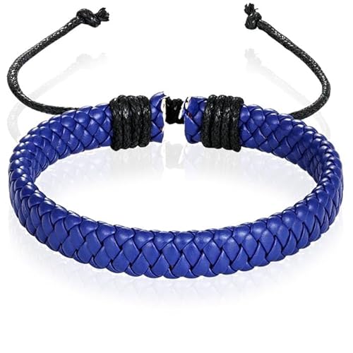 Lederarmband Herren Blau Verstellbar Geflochtenes Leder von LGT JWLS