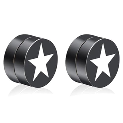 Magnetische Herren Ohrringe LGT Jewels Star Schwarz Silber 8mm von LGT JWLS