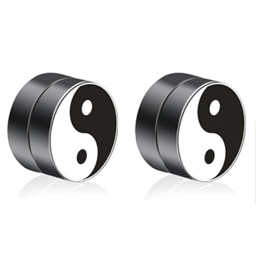 Magnetische Herren Ohrringe LGT Jewels Yin Yang Schwarz 8mm von LGT JWLS