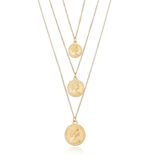 Mehrschichtige Damen Halskette Gold Coins von LGT JWLS