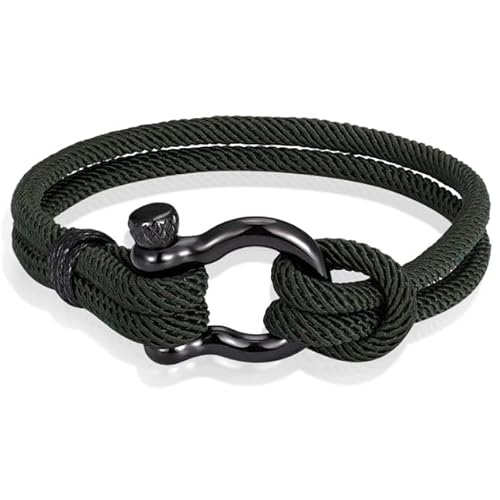 Nautische Herren Armband Paracord Edelstahl Anker Army-19cm von LGT JWLS