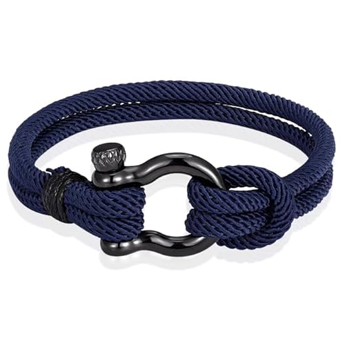 Nautische Herren Armband Paracord Edelstahl Anker Navy-21cm von LGT JWLS