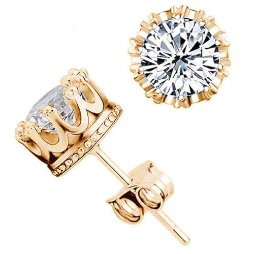 Ohrstecker Gold Zirkonia Krone 8mm von LGT JWLS